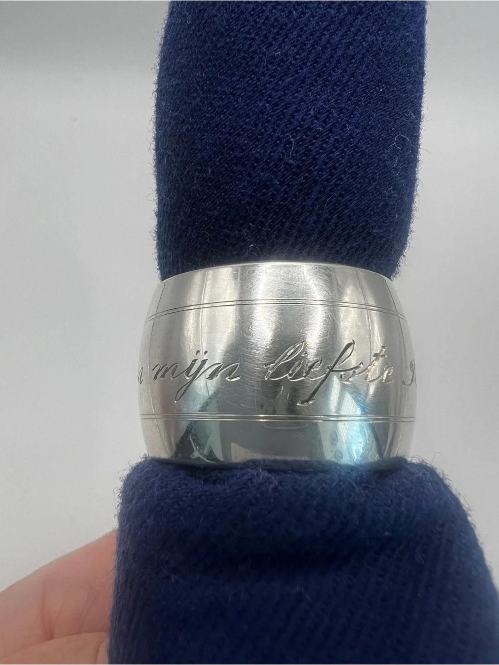 Vintage Dutch .833 Silver Napkin Ring “To My Dearest Aunt Jet” Hallmarked
